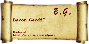 Baron Gerő névjegykártya